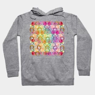 Pattern. Roses, Rainbow and Gold Horseshoes Hoodie